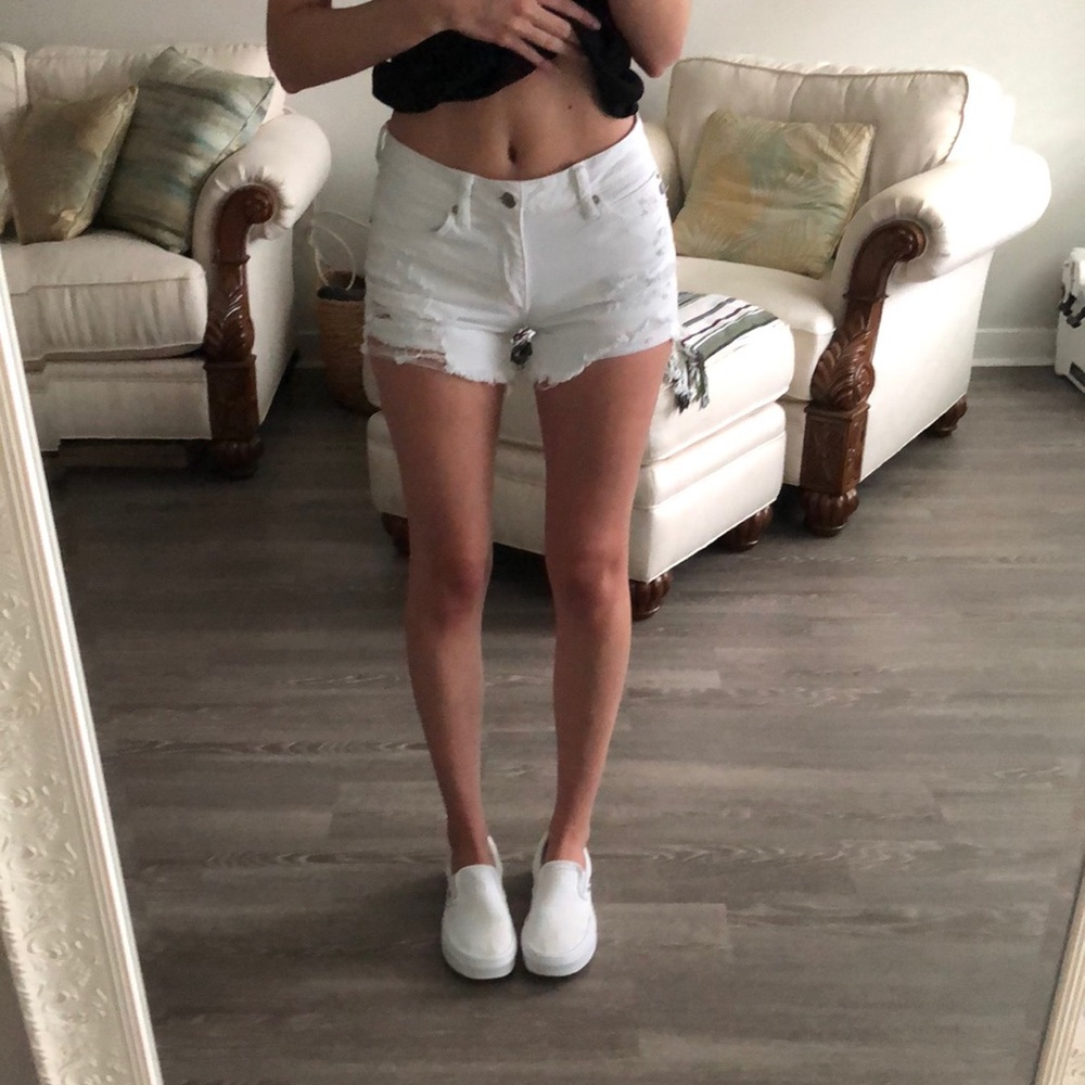 White denim shorts